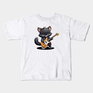 Cat With a Bass Guitar Kids T-Shirt